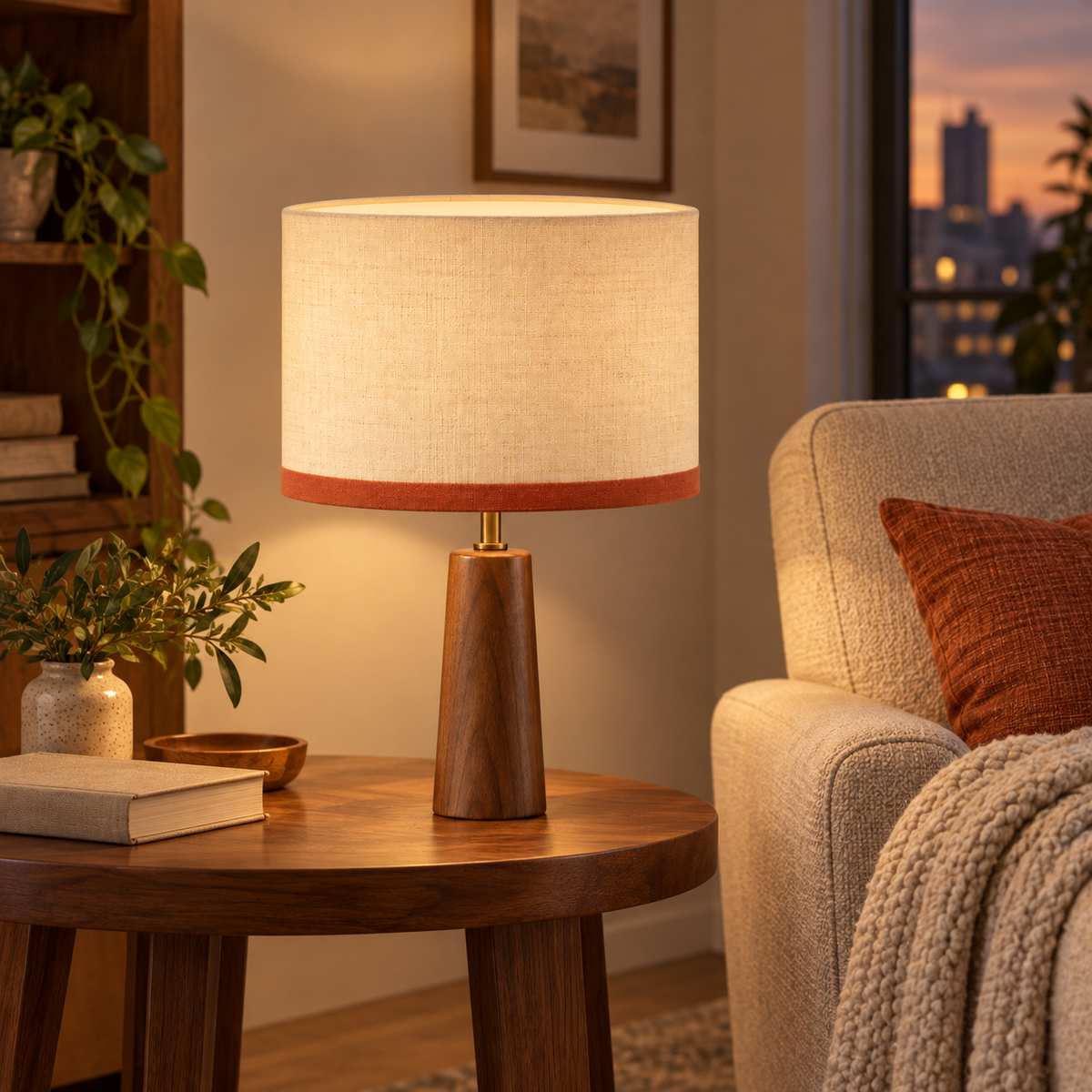Contour Drum Linen Lampshade